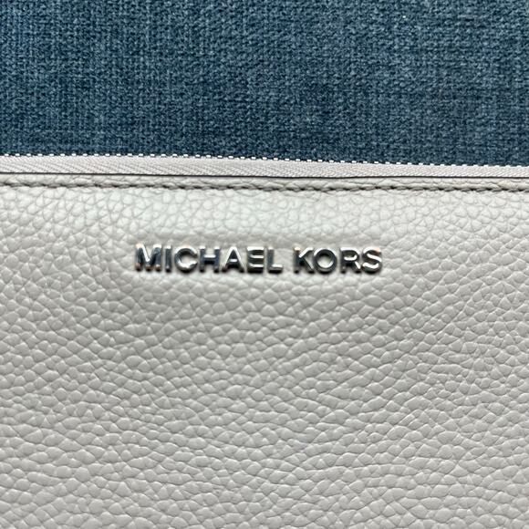 Michael Kors Large Pebbled Leather Continental Wallet - Light Gray - Picture 2 of 11